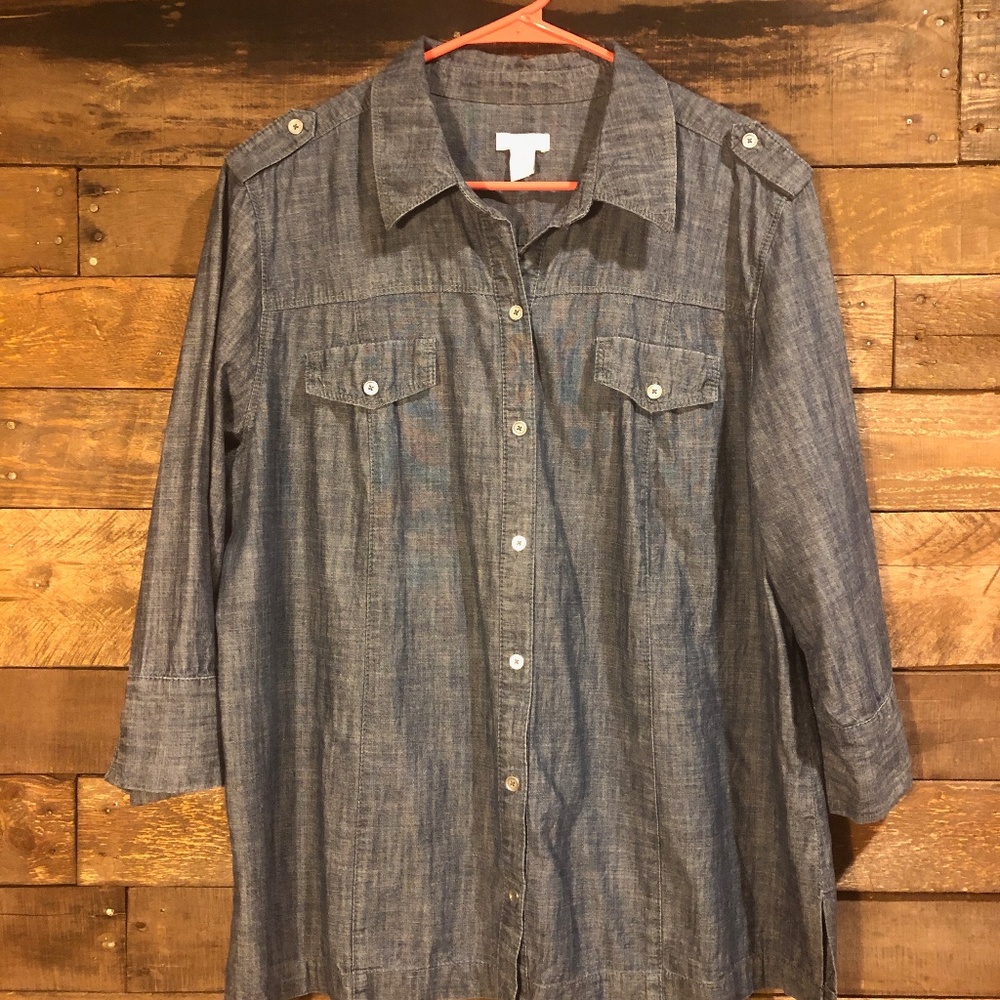 Chico's Dark Wash Denim Top